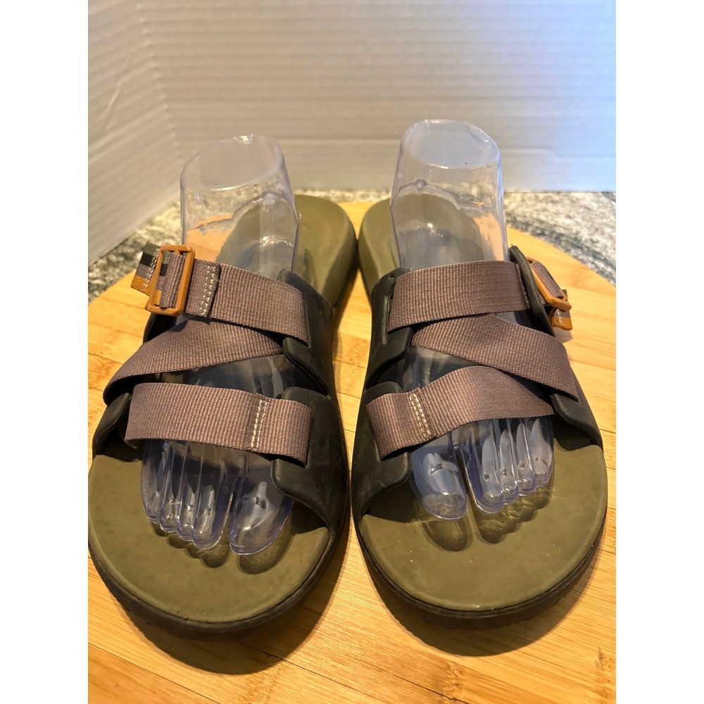 Chaco Chillos Slide Mens 11 Sandals Olive Green Grey Adjustable Sport Slides